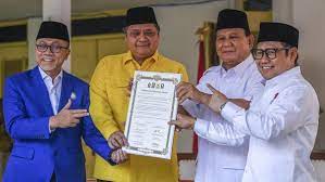 Ahirnya Golkar dan PAN Bergandeng Tangan Bersama PKB dan Gerindra Berikan Dukungannya Bacapres Kepada Prabowo Subianto.