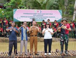 Yonif 833/BD Sinergi dengan Pemkab Sanggau Tebar Ribuan Bibit Ikan untuk Ketahanan Pangan