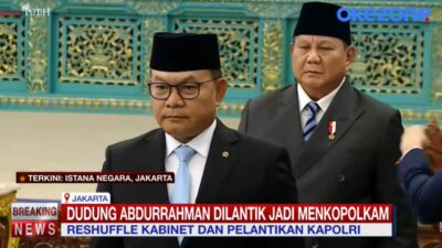 Prabowo Lantik Dudung Abdurachman Jadi Menko Polkam, Gantikan Djamari Chaniago